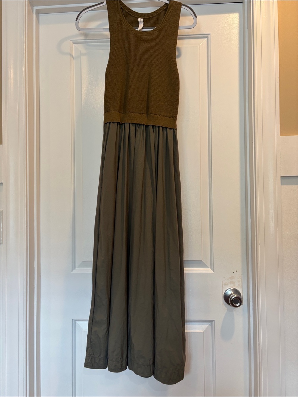 Anthropologie Olive Green Knit-Top Maxi Skirt Dress